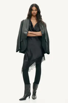 Robe dos nu en satin - Noir — photo 1