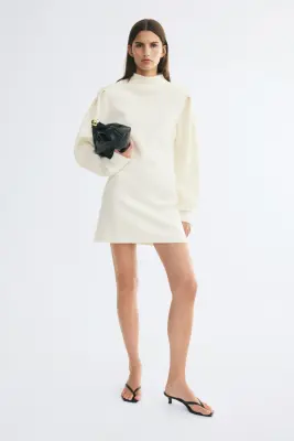 Robe en maille de viscose mélangée - Crème — photo 2