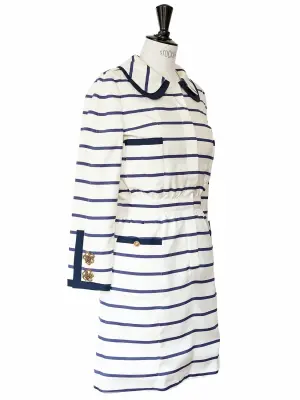 Robe marinière manches longues en soie rayée bleu marine et blanche Prix boutique 2000€ Taille 40 — photo 4