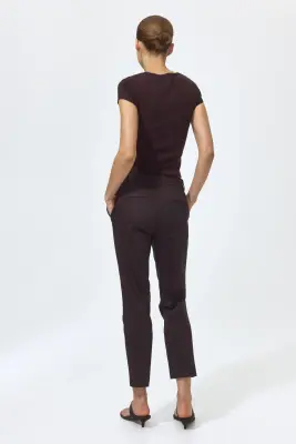 Pantalon cigarette - Marron foncé — photo 3