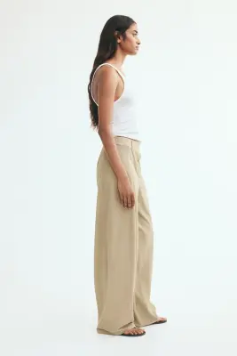 Viscose-blend barrel trousers - Beige foncé — photo 2