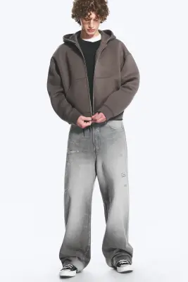 Simon Graphic Scuba Hoodie - Taupe foncé - brodé — photo 1