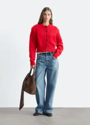 Cardigan en laine et coton - Rouge — photo 3