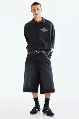 Sweat de rugby Oversized Fit - Noir délavé/Soho NYC — photo 2