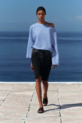 BERMUDA CHORD DROIT EN DENIM - NOIR — photo 4