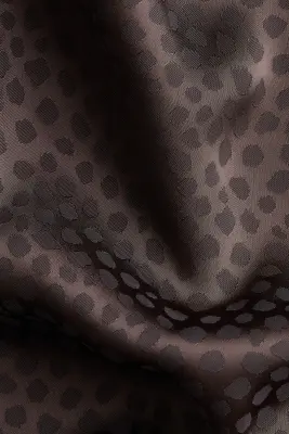 Blouse en tissu jacquard avec col à nouer - Taupe foncé/pois — photo 5
