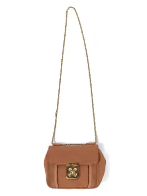 Sac à bandoulière ELSIE small en tissu marron cuivré, cuir noir et fermoir bijoux pierre Prix boutique 1400€ — photo 2
