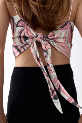 Top en jersey avec base en pointe - Rose clair/gris — photo 2