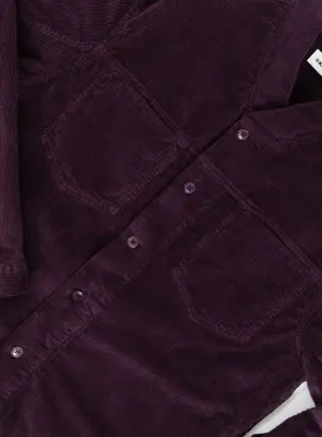 False Collar Jacket in Eggplant Corduroy — photo 3