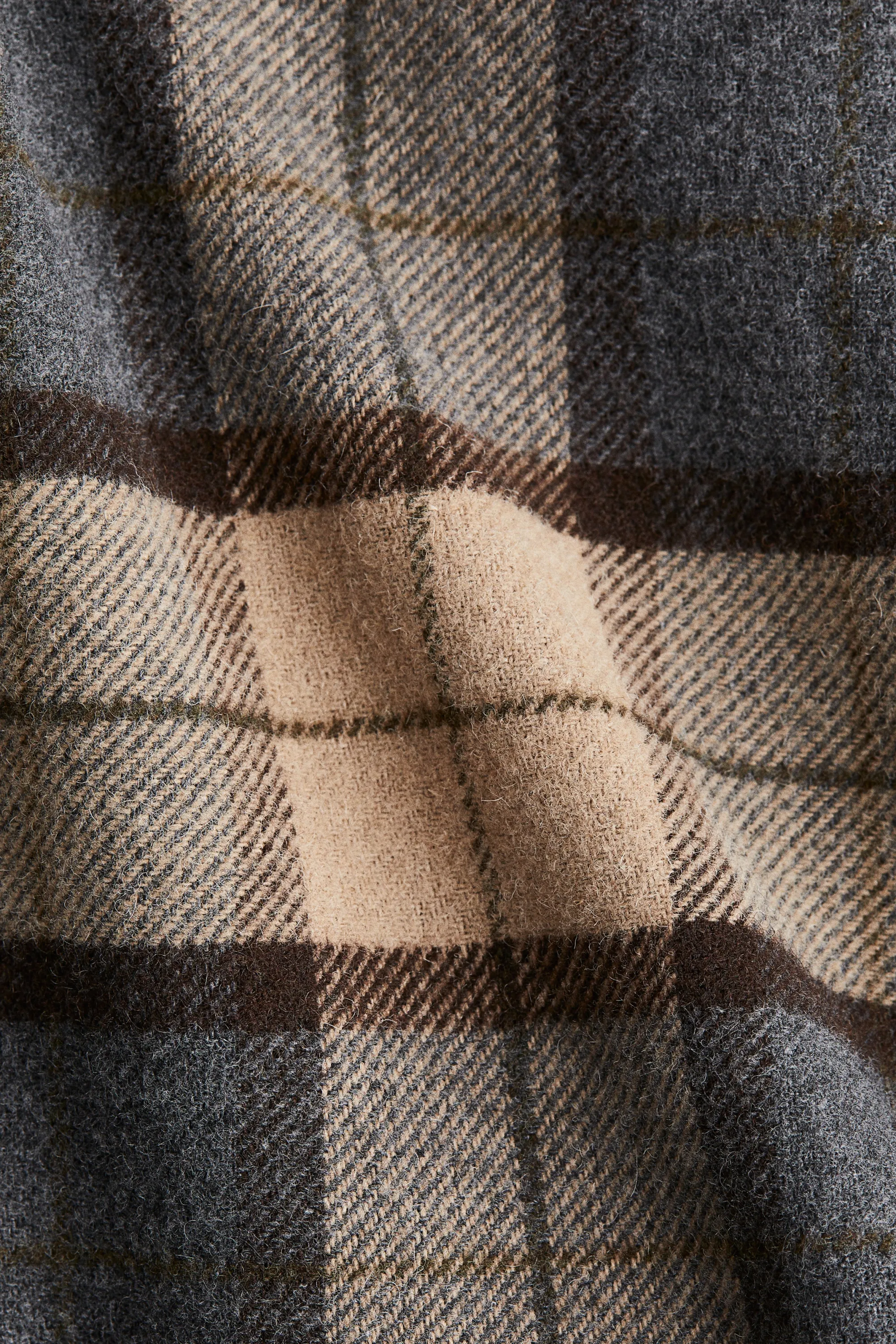 Veste-chemise oversize - Beige clair/carreaux