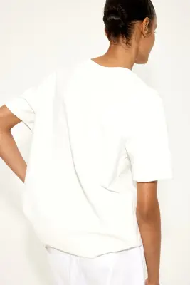 T-shirt en interlock - Blanc — photo 2