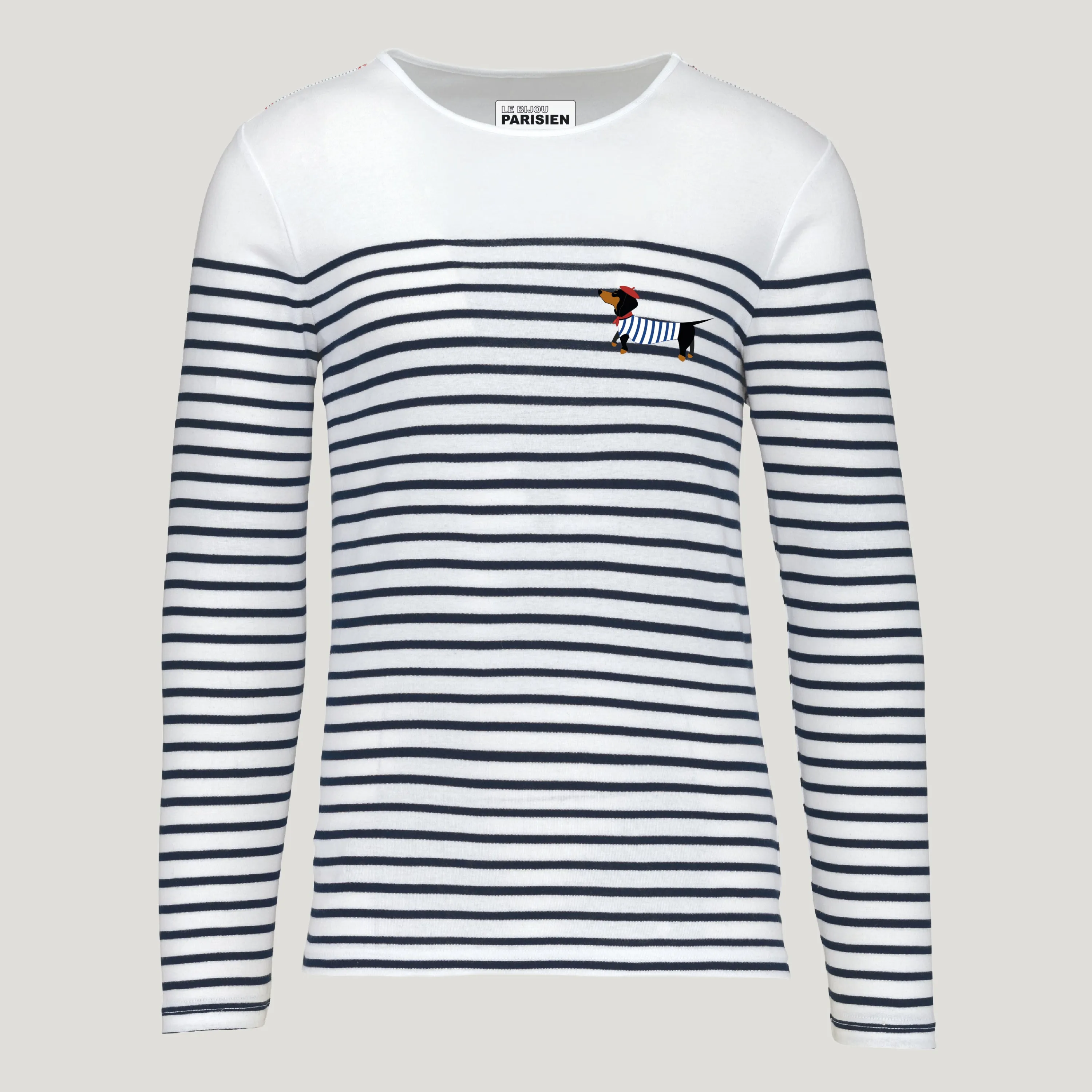 T-SHIRT MARINIERE TECKEL- COTON - BLANC ET BLEU