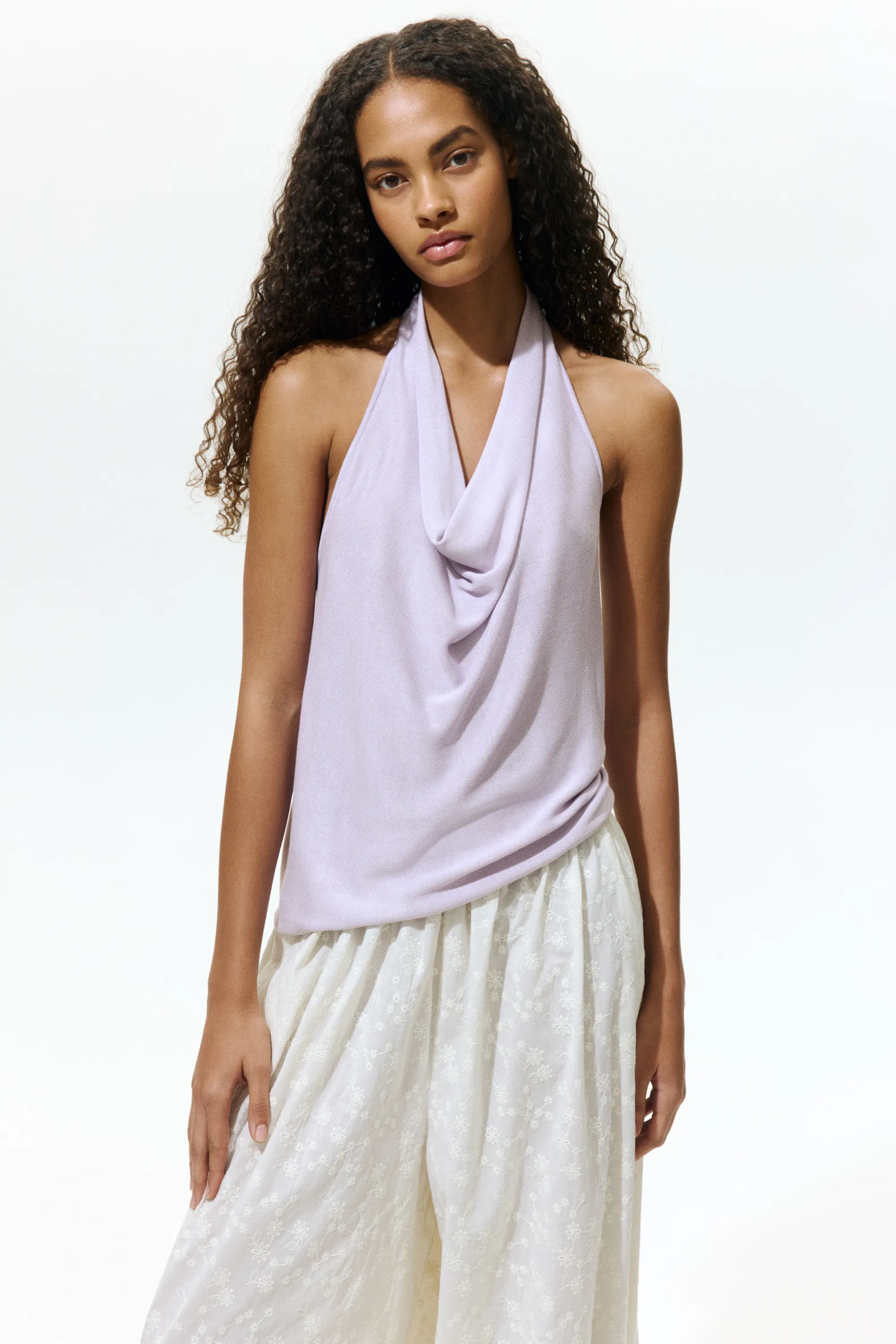 Top dos nu en maille fine - Lilas