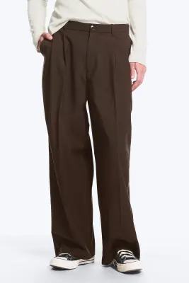 Nate Pantalon Taille Standard Coupe Droite Ample - Marron foncé — photo 2