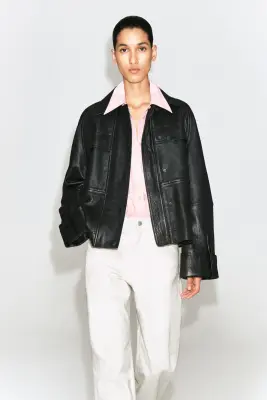 VESTE WORKWEAR EN CUIR - NOIR — photo 2