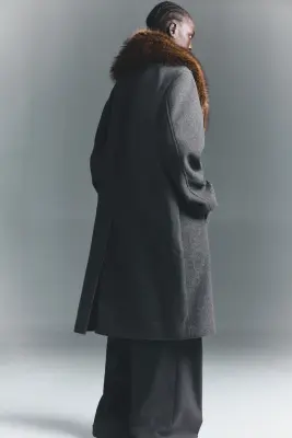 Manteau à fermeture croisée - Gris foncé chiné — photo 4