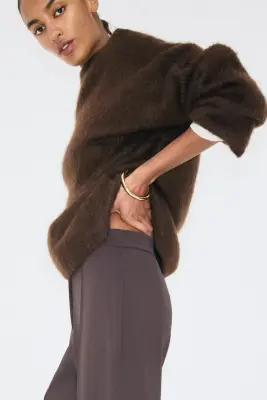 Pantalon bootcut avec plis devant - Marron foncé — photo 2