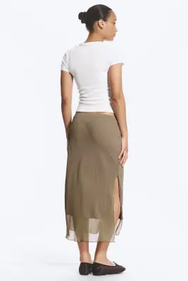 Jupe midi taille basse - Taupe cendré — photo 2
