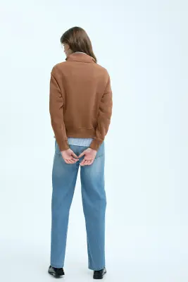 Sweat à col zippé - Marron — photo 2