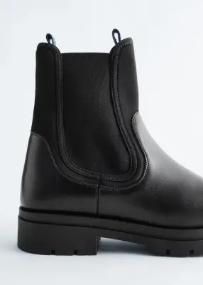 Bottines en cuir - Noir — photo 3