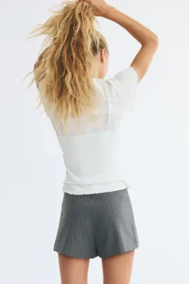Jupe-short croisée - Gris/rayures tennis — photo 2