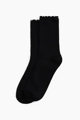 Lot de 3 paires de chaussettes en maille pointelle - Noir — photo 2