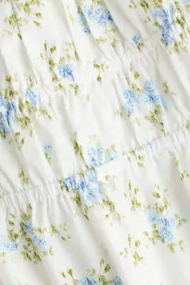 Robe en popeline avec manches bouffantes - Crème/fleuri — photo 3