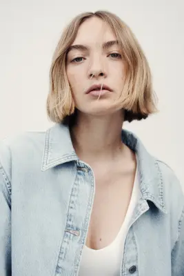 Denim shacket - Bleu denim clair — photo 2