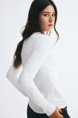 Top ajusté en coton - Blanc — photo 2