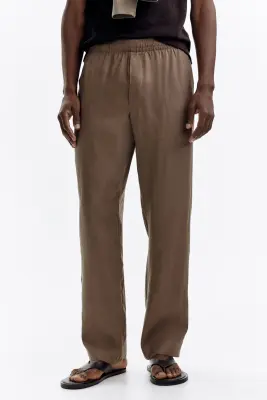 Pantalon Regular Fit en lin - Beige foncé — photo 1