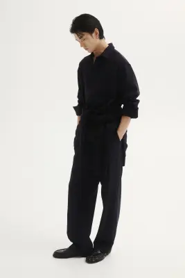 Pantalon large à taille élastique Four-way Stretch - Bleu marine — photo 4