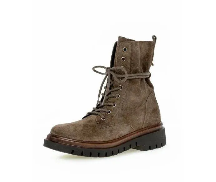 Bottines Gabor 91.780.19 Taupe - Cuir Lacets Zip Grande Pointure Femme