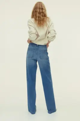 Wide High Jeans - Bleu denim clair — photo 2