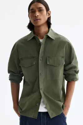 Chemise utility wear Regular Fit - Vert kaki foncé — photo 1