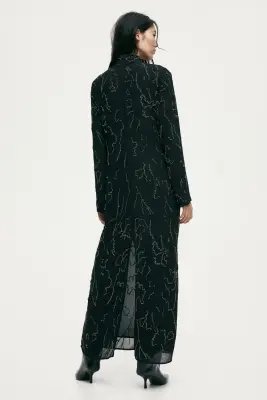 Robe maxi avec perles fantaisie - Noir — photo 3