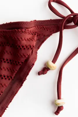 Bas de maillot Tanga à nouer - Rouge foncé — photo 4