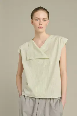 BLOUSE LORENA VERT/ÉCRU — photo 5