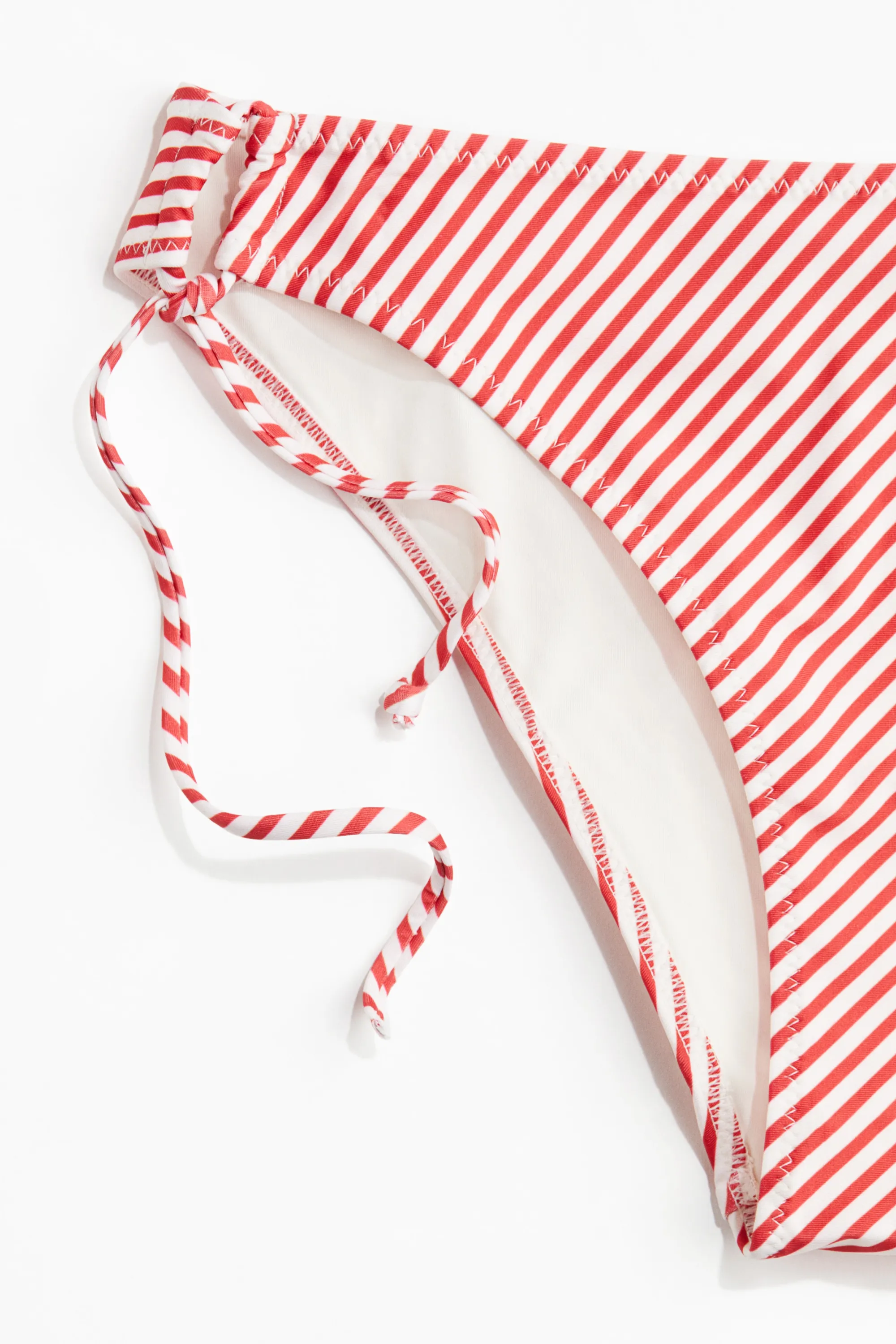 Bas de maillot Tanga Cheeky à nouer - Blanc/rayures rouges