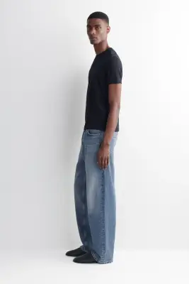 T-SHIRT SLIM EN COTON CÔTELÉ - BLEU MARINE — photo 1