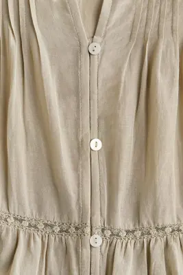 Blouse à manches bouffantes - Taupe clair — photo 3