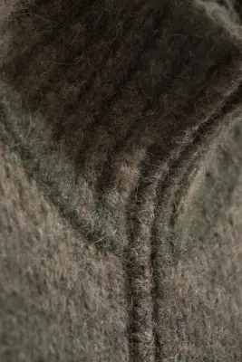 Cardigan zippé ajusté en maille douce - Vert kaki — photo 4