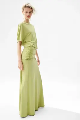 Robe maxi à effet drapé - Vert ancien clair — photo 2