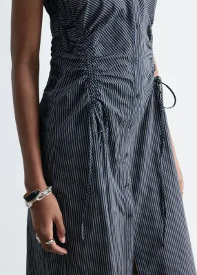 Robe midi sans manches à cordon de serrage - Rayures bleu marine — photo 5