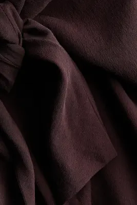 Pantalon à jambes barrel avec détail à nouer - Marron foncé — photo 4