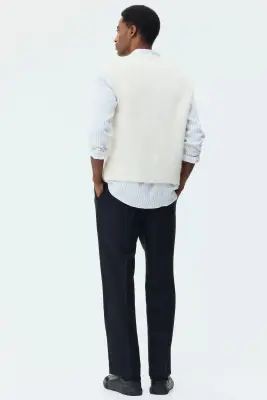 Pull sans manches Loose Fit en alpaga mélangé - Crème — photo 3