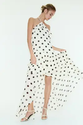 Robe dos nu volantée - Blanc/pois — photo 2