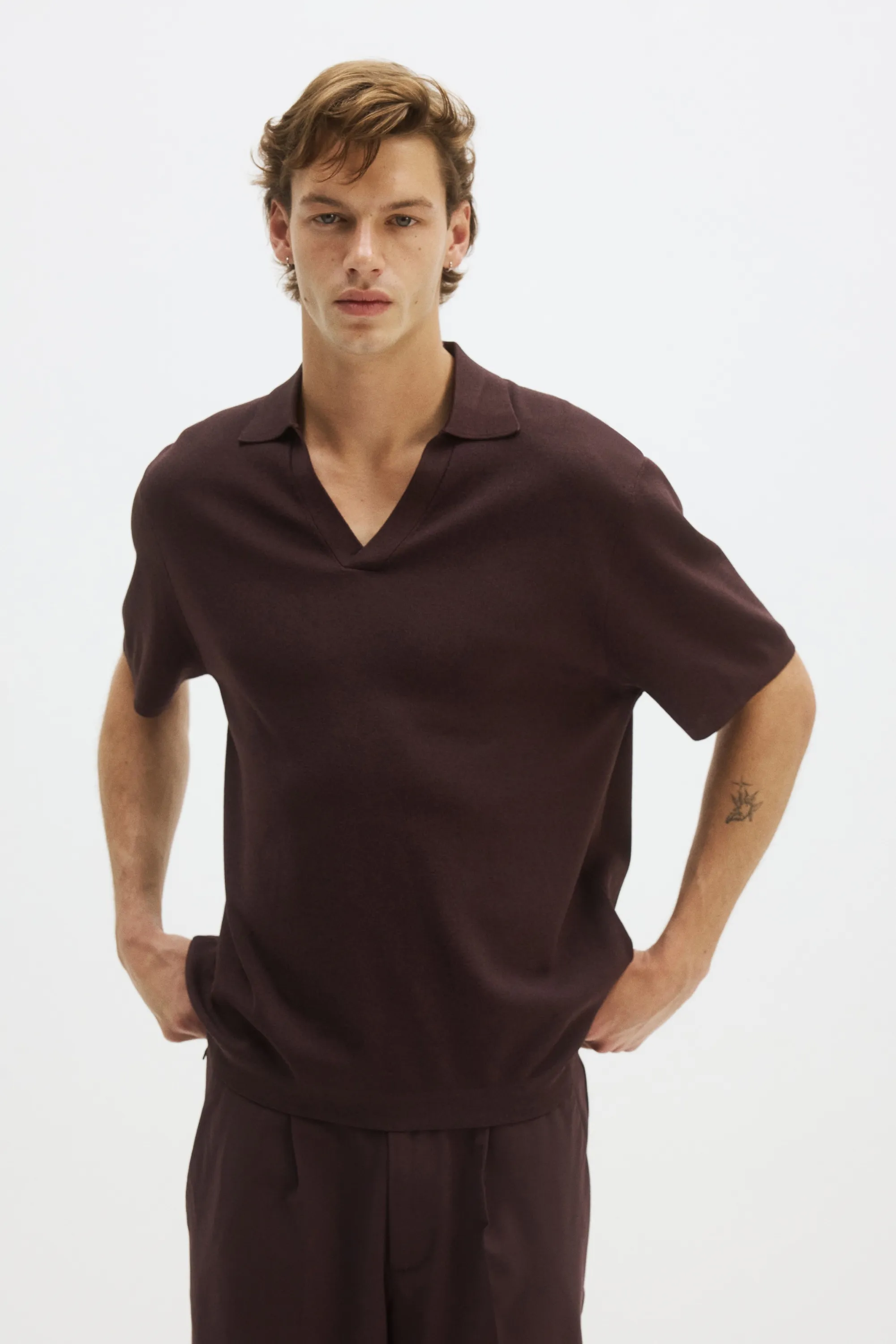 Polo en maille Cooling Regular Fit - Marron foncé