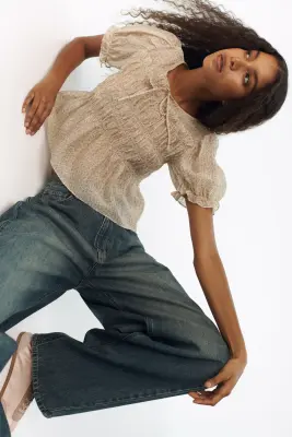 Blouse smockée - Beige clair — photo 2