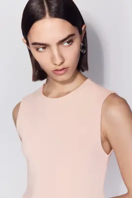Robe en jersey romanite avec jupe en satin - Rose clair — photo 2