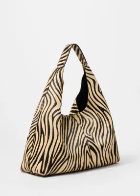 Sac cabas en cuir à imprimé animal - Motif zèbre beige — photo 3